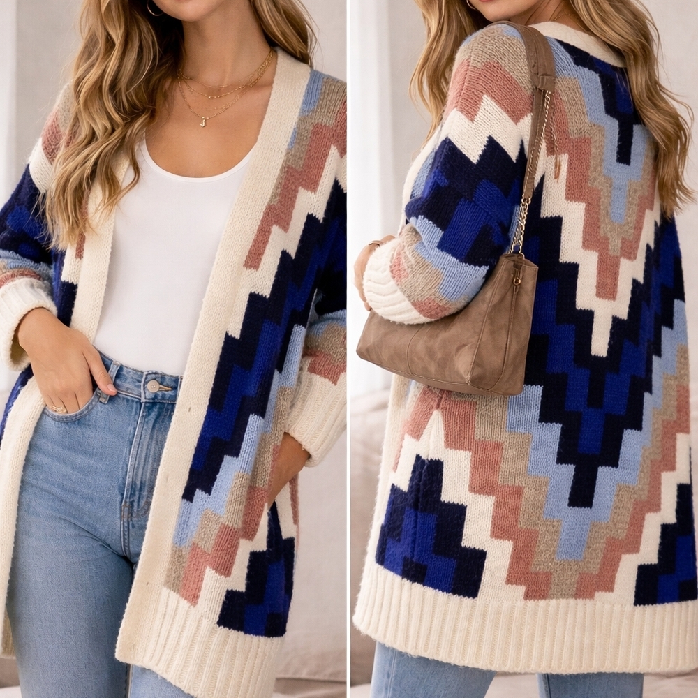 Alpaca Chevron Pattern Cardigan - Picture 6 of 6